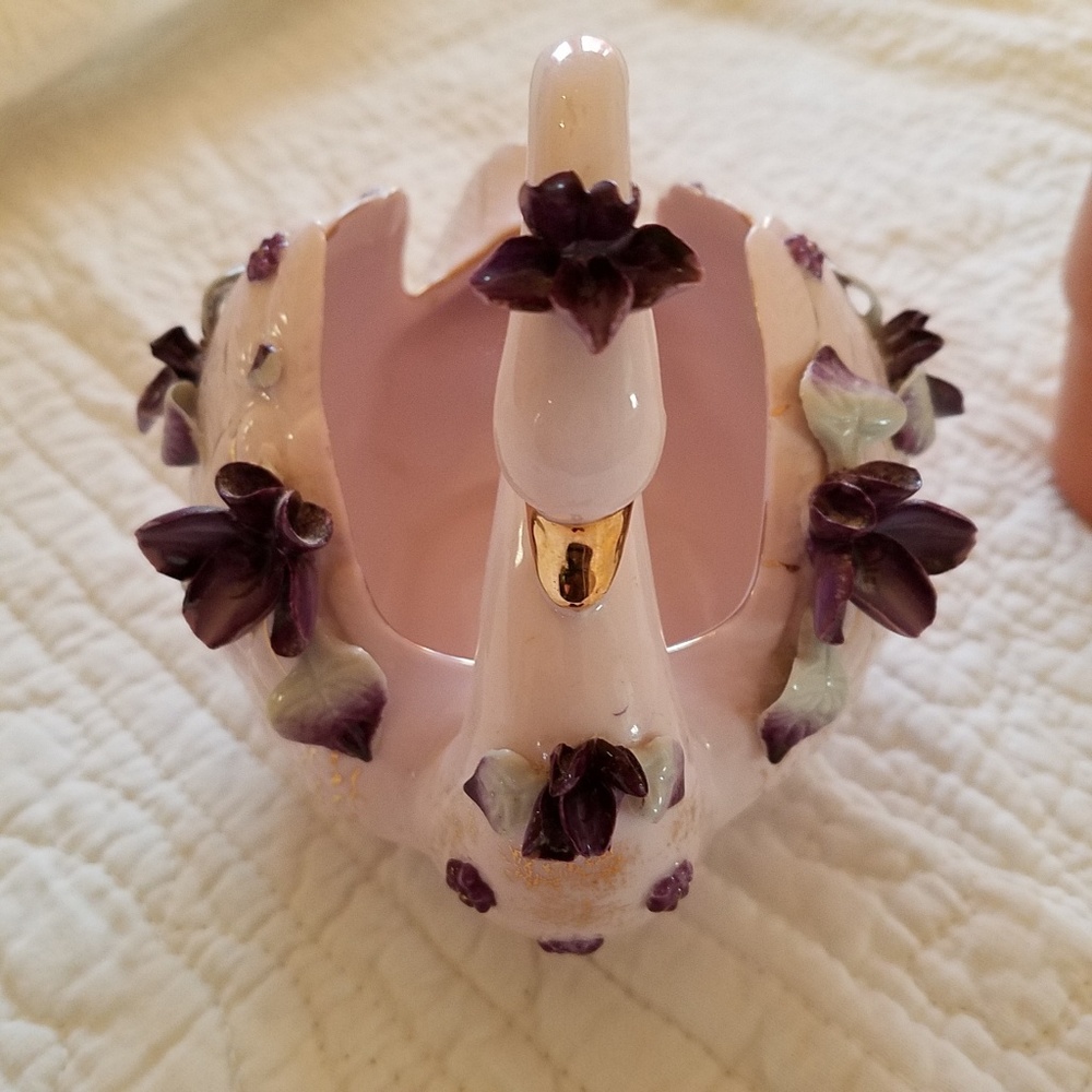 Vintage Lefton handpainted China swan planter - Picture 4 of 8